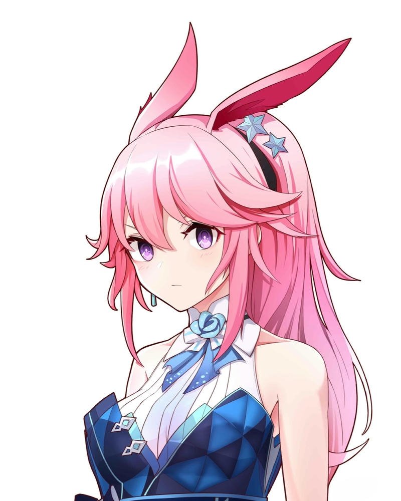 Ảnh thỏ anime tóc dài bạch kim bay trong gió nhẹ