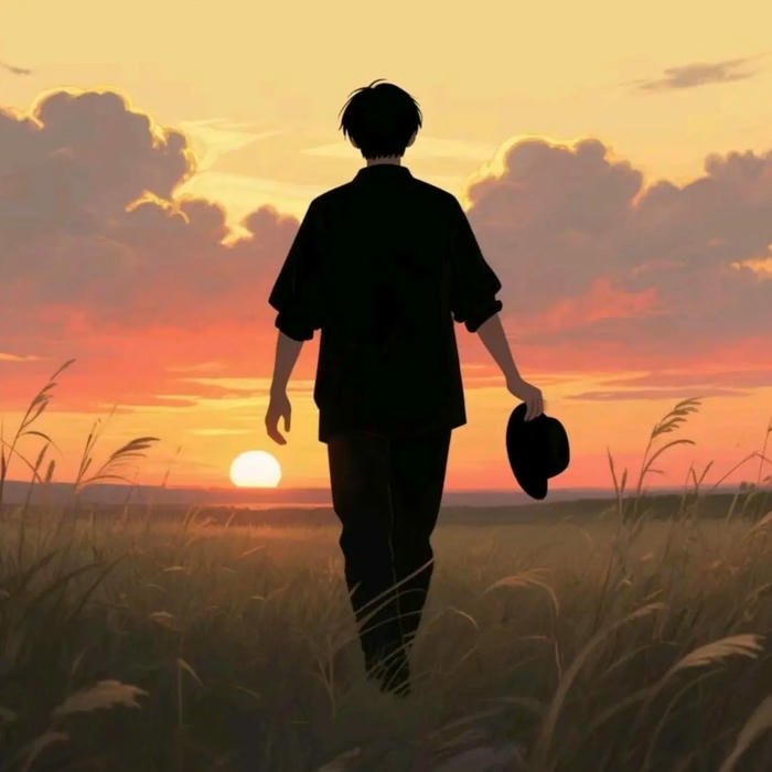 Avatar Tiktok đẹp bóng người đi trên đường lúc hoàng hôn