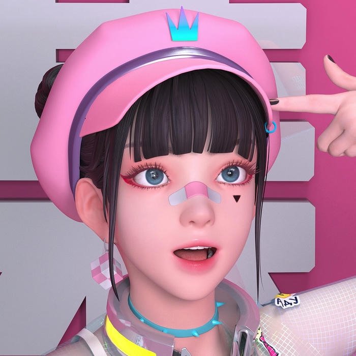 Avatar Tiktok đẹp cô gái phong cách cyberpunk đội mũ hồng