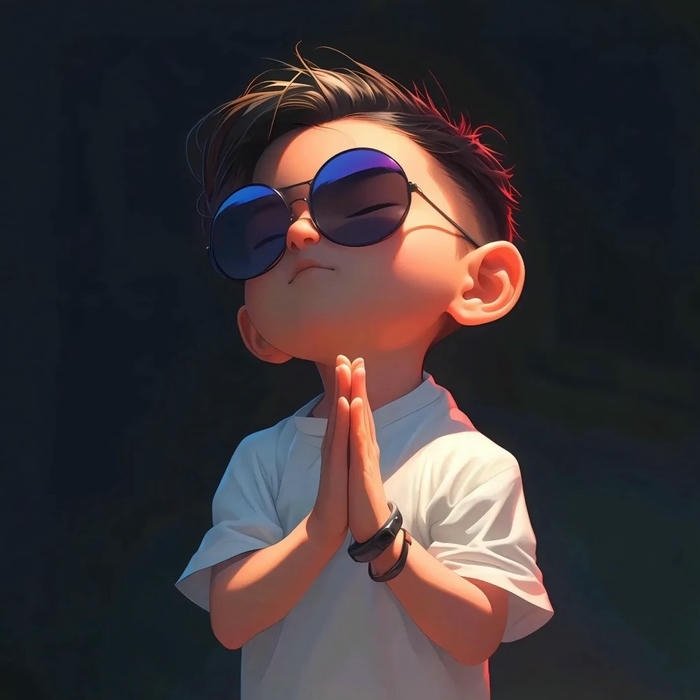 Avatar Tiktok ngầu bé trai đeo kính râm khoanh tay