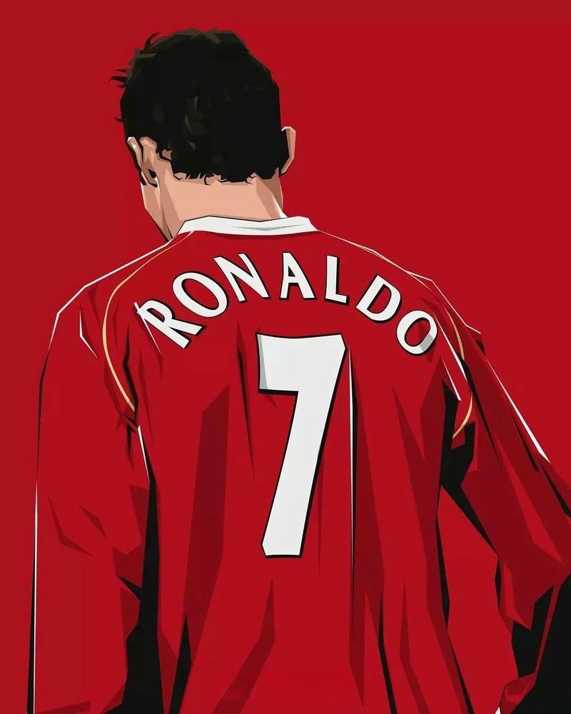 Tổng hợp 250+ hình ảnh Ronaldo anime chất lượng nhất Fanart Ronaldo số 7 quay lưng trên nền đỏ rực