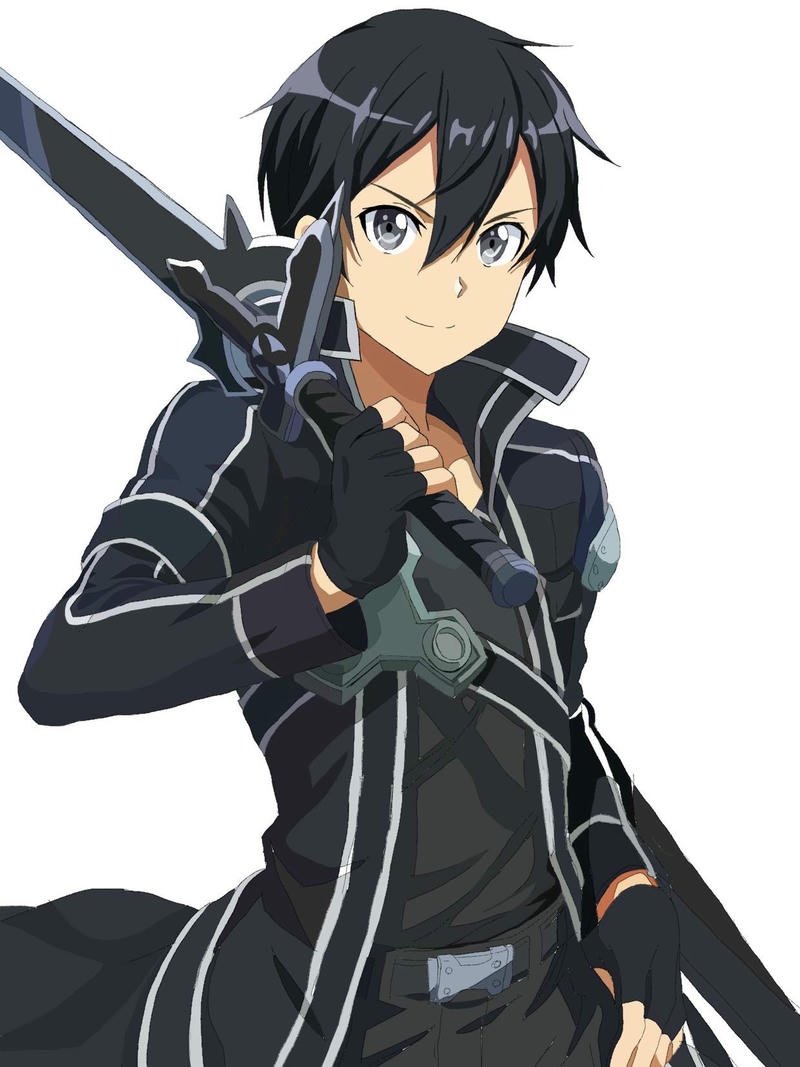 Hắc kiếm sĩ Kirito rút kiếm đen từ sau lưng chuẩn bị chiến