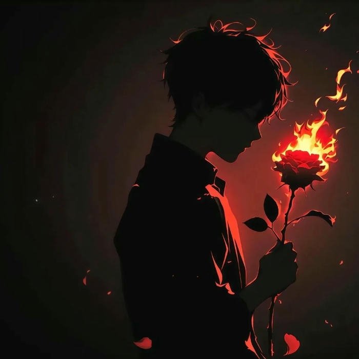 Hình ảnh avatar Tiktok đẹp bóng người cầm hoa hồng đỏ