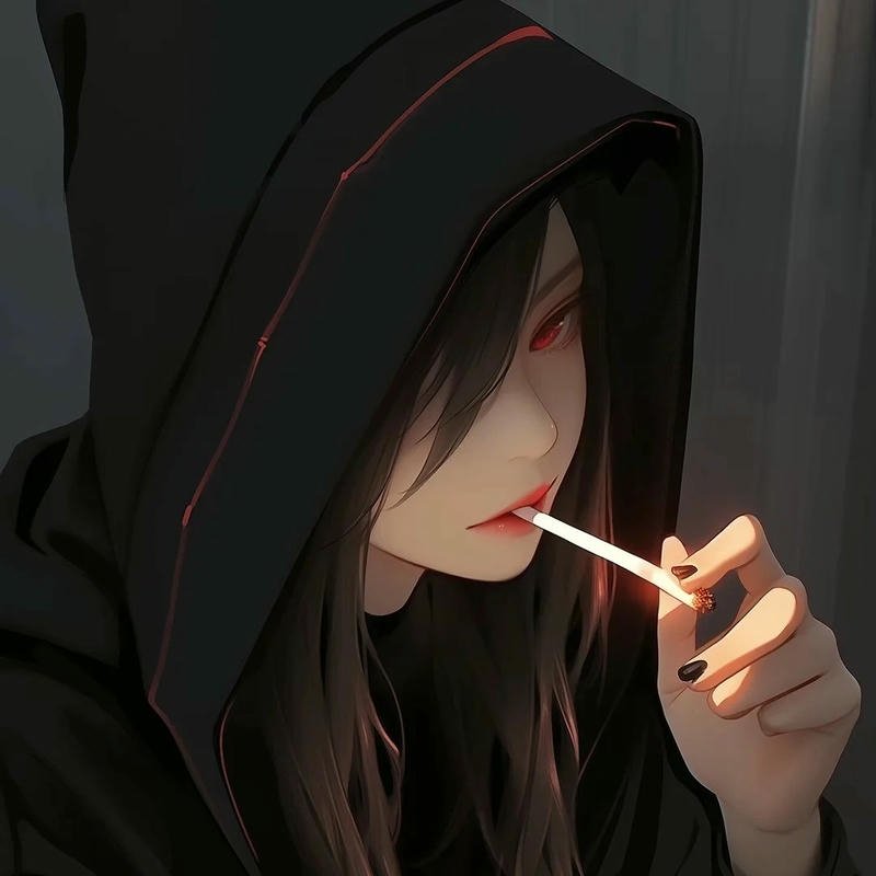 Hình ảnh avatar anime nữ bóng tối ngầu lạnh lùng trùm mũ kín mít