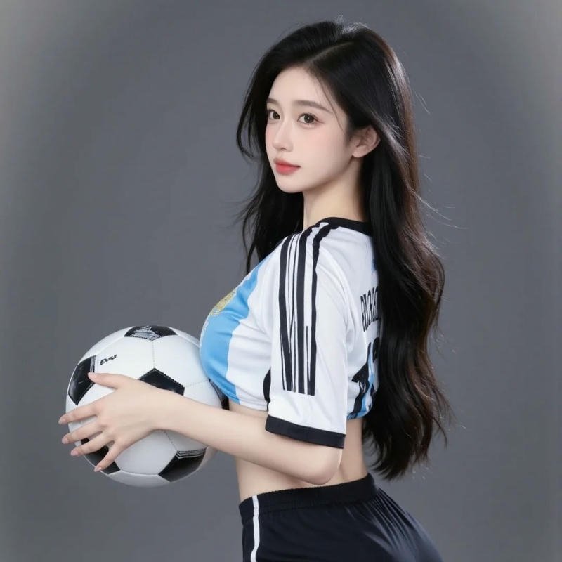 Hình ảnh avatar bóng đá đẹp cô gái cầm bóng sân vận động