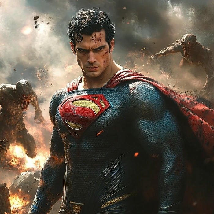 Hình ảnh avatar superman đứng hiên ngang giữa chiến trường