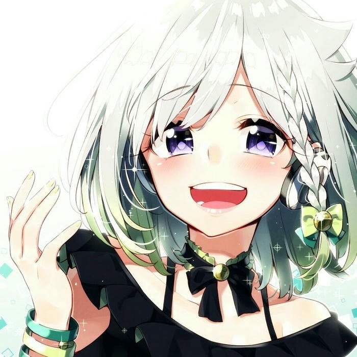 Hình avatar Tiktok đẹp anime nữ tóc trắng mắt xanh dễ thương