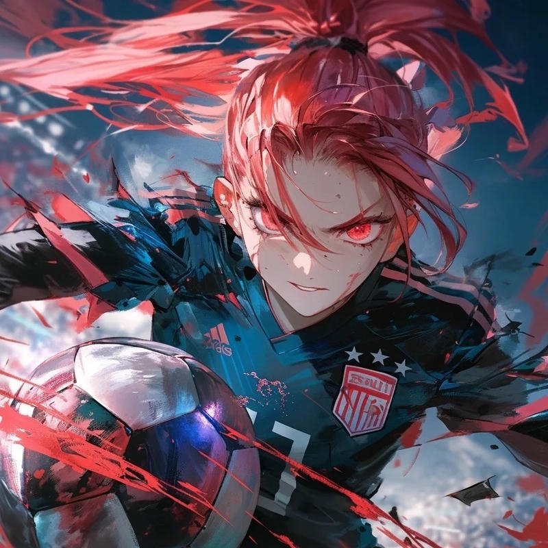 Hình avatar anime bóng đá đẹp cầu thủ áo đỏ