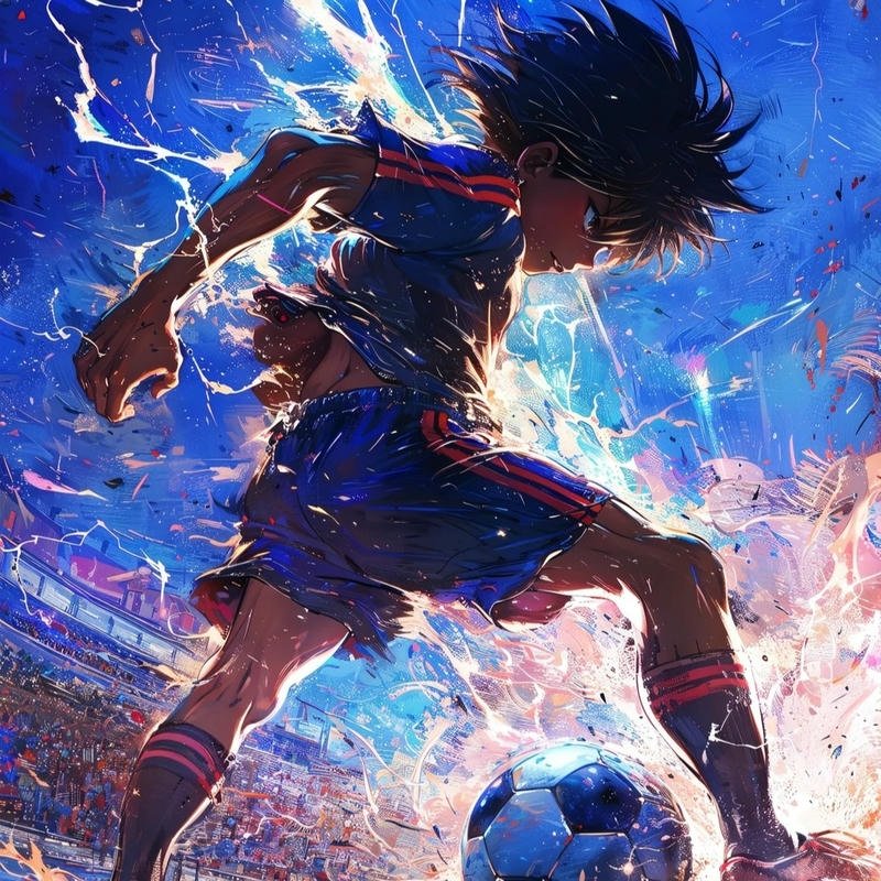 Hình avatar anime bóng đá đẹp cầu thủ áo xanh