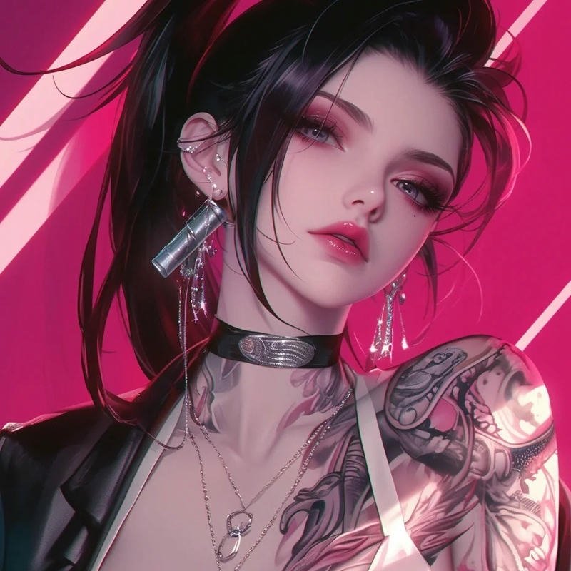 Hình avatar anime nữ ngầu lạnh lùng có hình xăm trên cánh tay
