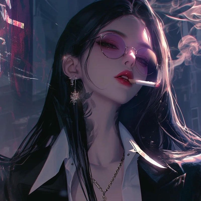 Hình avatar anime nữ ngầu lạnh lùng đeo kính trong bóng tối