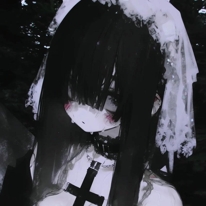 Hình avatar anime nữ phong cách dark ngầu lạnh lùng đeo thánh giá