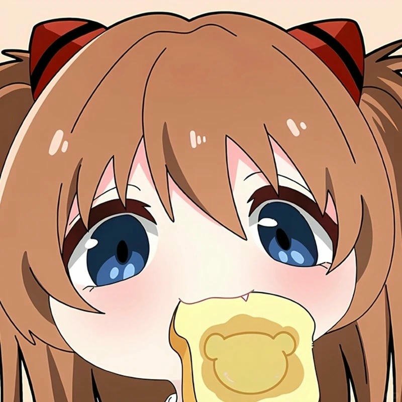Hình avatar cute nữ tóc nâu mắt to tròn đang ăn