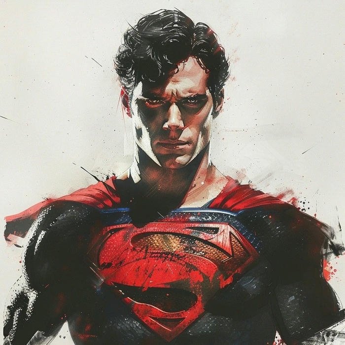 Hình superman ngầu vẽ phong cách tranh sơn dầu đậm nét