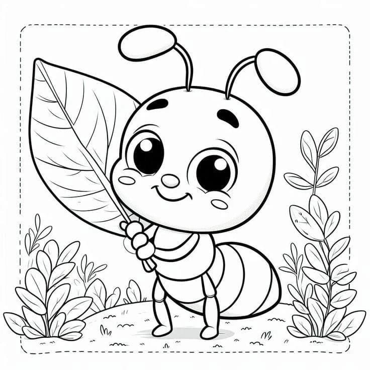 Hình tô màu kiến phong cách vui nhộn