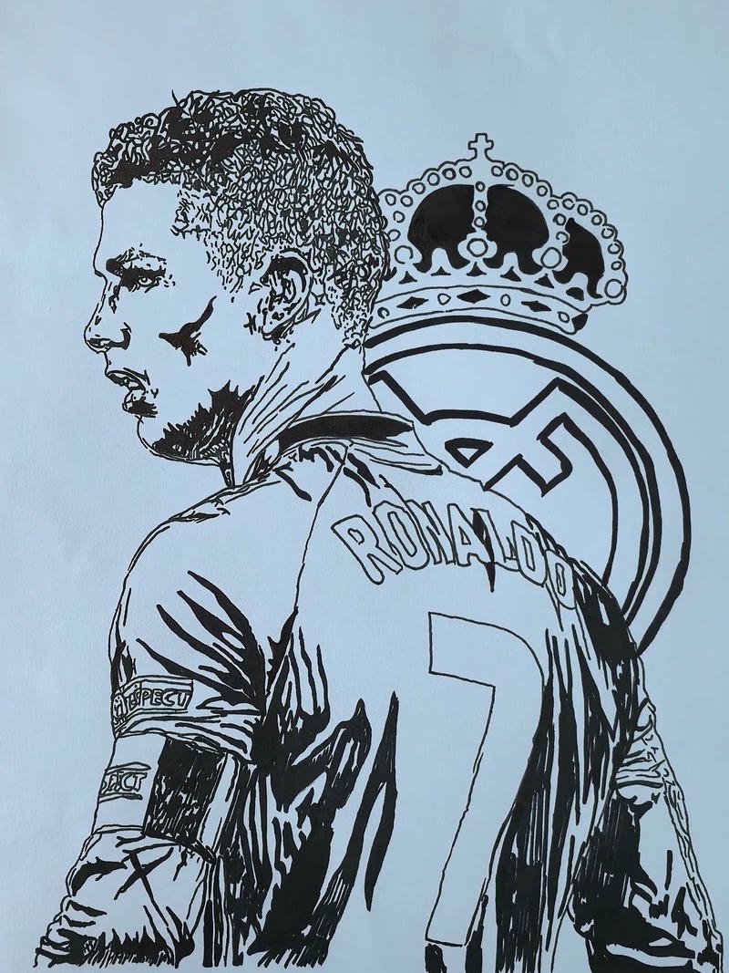 Tổng hợp 250+ hình ảnh Ronaldo anime chất lượng nhất Hình vẽ Ronaldo đen trắng mặc áo real madrid quay lưng