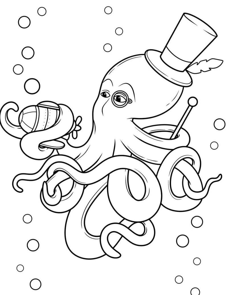 Hình vẽ bạch tuộc đơn giản cho bé