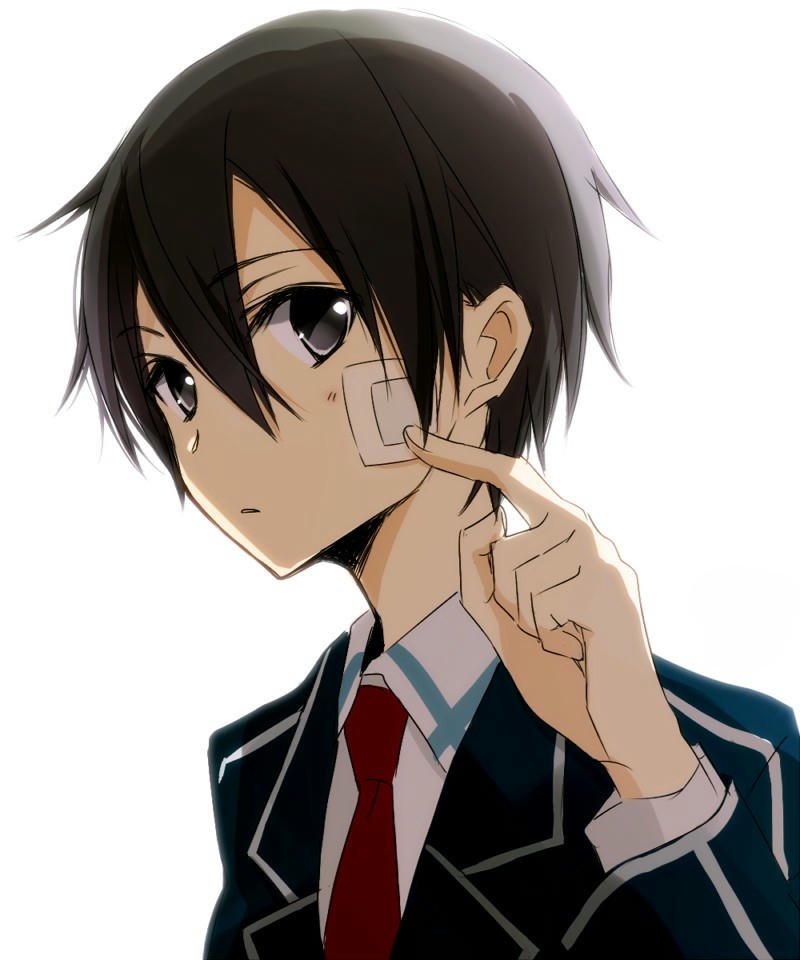 Kirito đồng phục học sinh ra dấu im lặng bí mật dễ thương