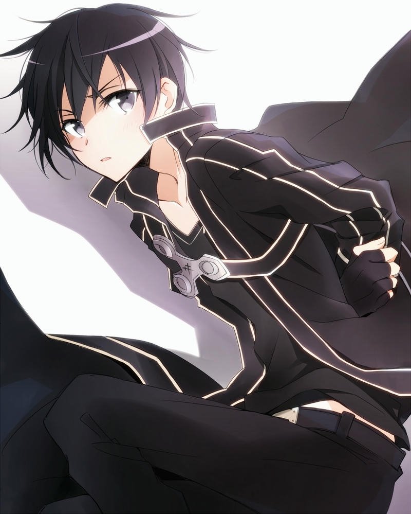 Kirito ngồi nghỉ ngơi trên nền trắng phong cách tối giản đẹp