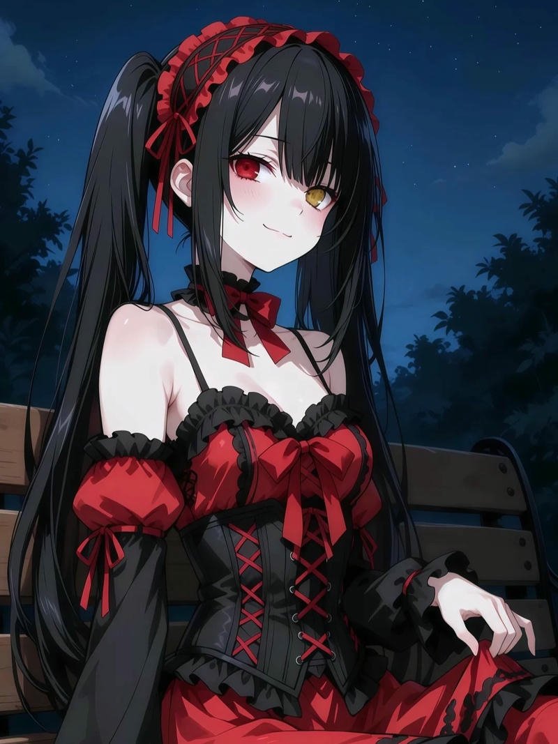 Tổng hợp 88+ hình ảnh Kurumi anime đẹp lạnh lùng nhất Kurumi anime ngồi trên ghế đá công viên ban đêm