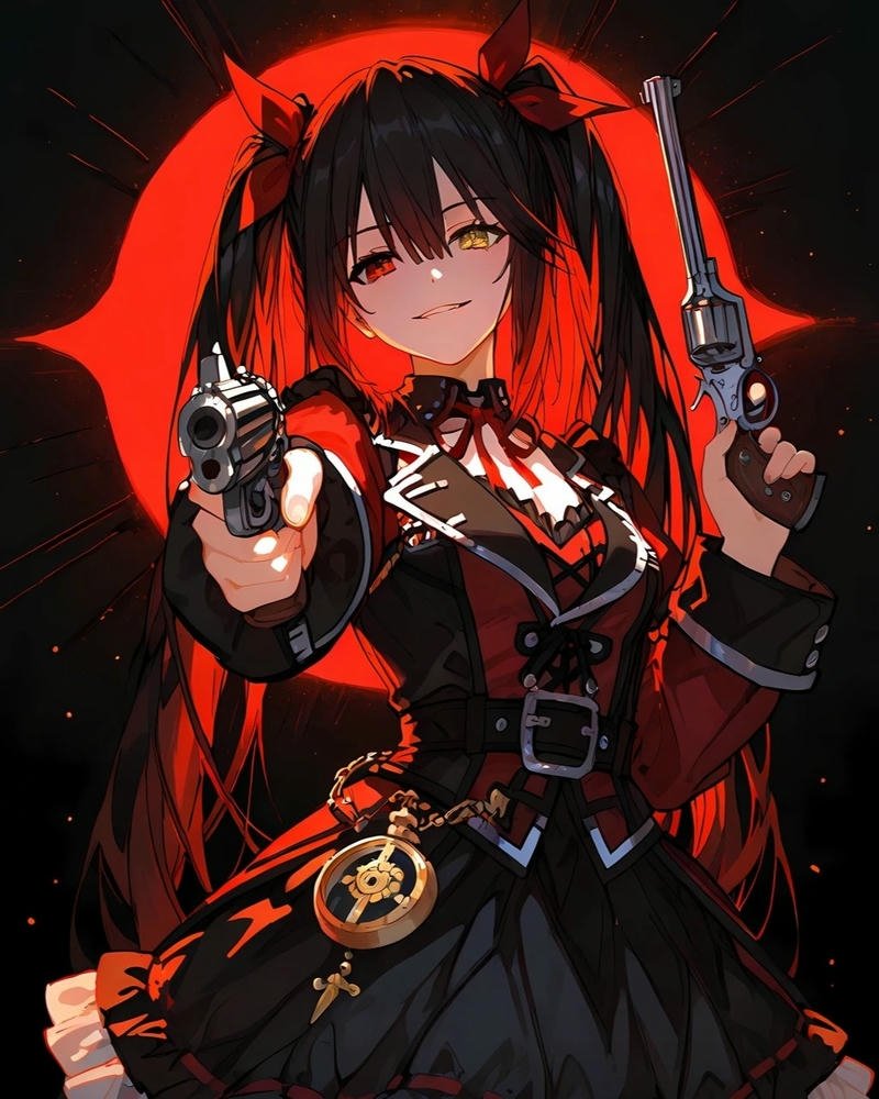 Tổng hợp 88+ hình ảnh Kurumi anime đẹp lạnh lùng nhất Kurumi anime tạo dáng ngầu với súng và trăng đỏ