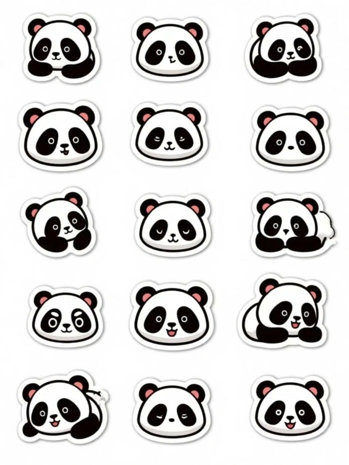 bộ sticker panda phong cách cute