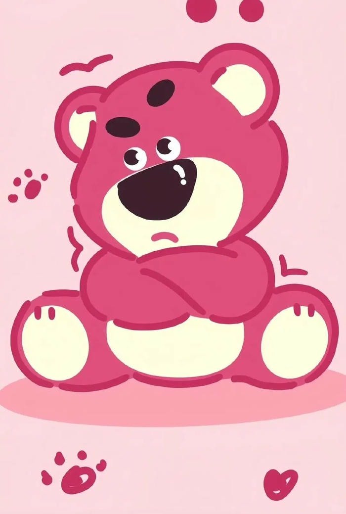 gấu dâu cute dùng mạng xã hội