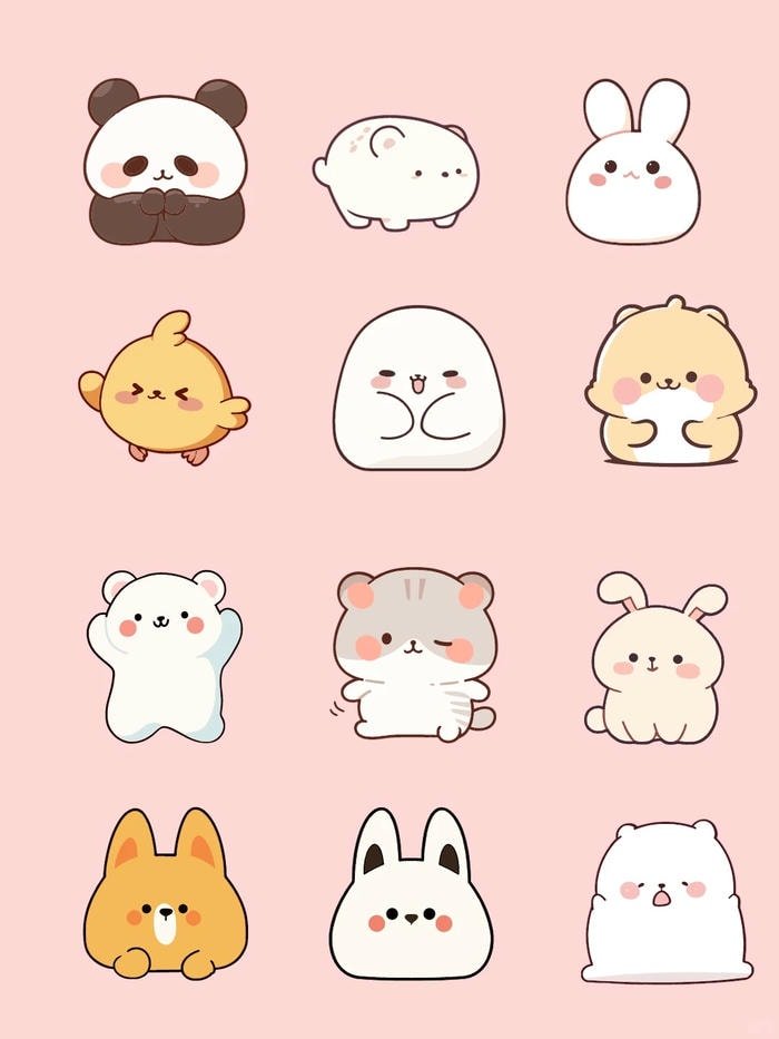 gấu hoạt hình làm sticker dễ thương