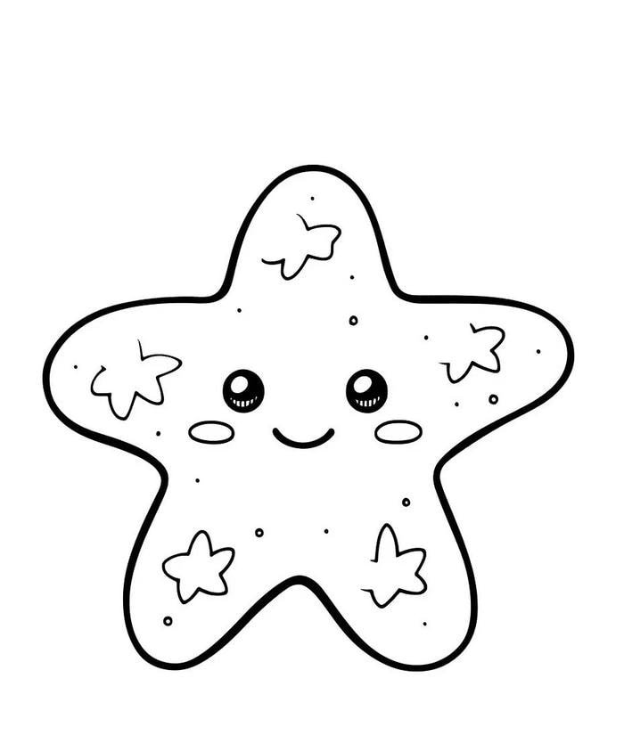 hình ảnh hoạt hình đáng yêu sao biển tô màu