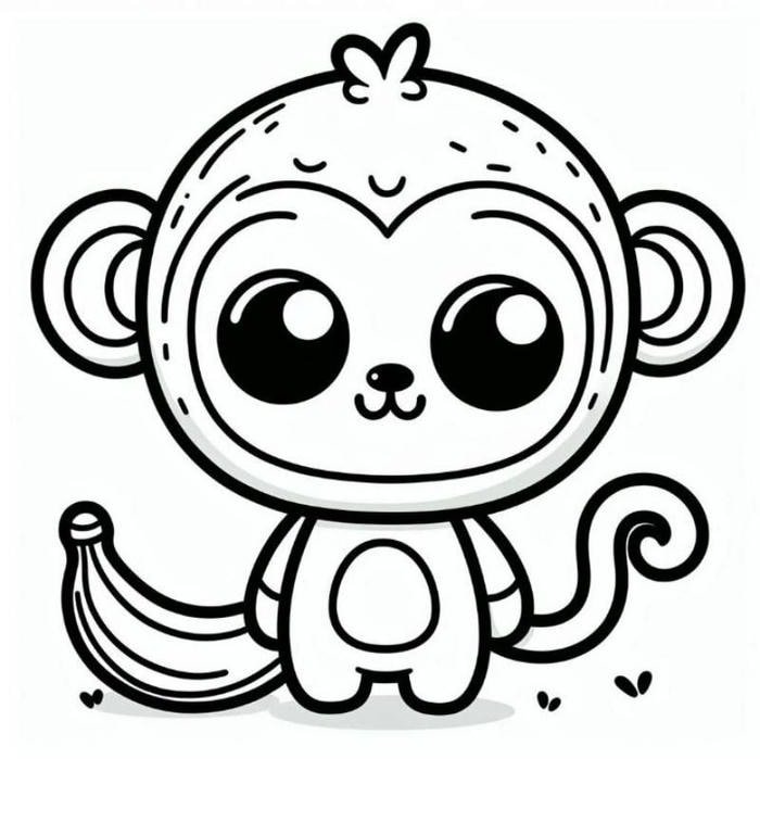 hình tô màu con khỉ giúp bé sáng tạo