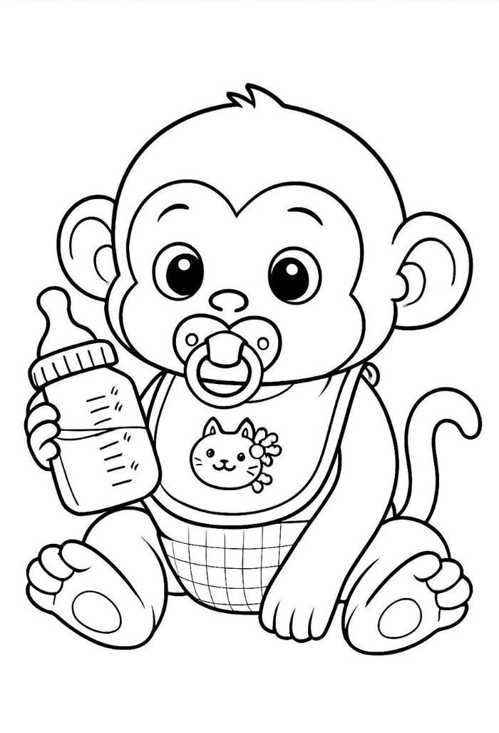 hình tô màu con khỉ hoạt động cuối tuần