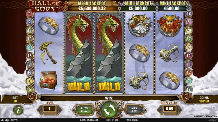 Slot Hall of Gods – Khám Phá Thế Giới Thần Thoại Bắc Âu Và Jackpot Lũy Tiến image1