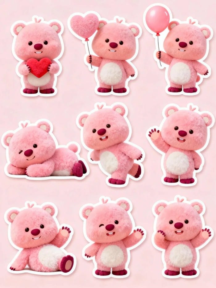 Trọn bộ 99+ Sticker Màu Hồng Hoạt Hình Phong Cách Đáng Yêu màu hồng pastel dùng làm sticker