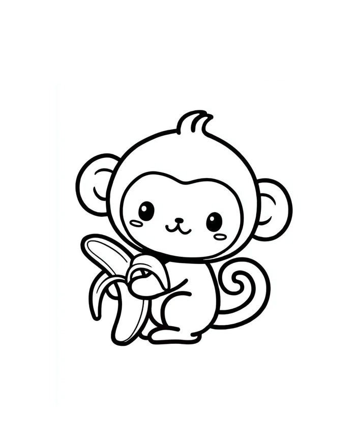 mẫu in sinh động của tranh tô màu con khỉ dễ thương