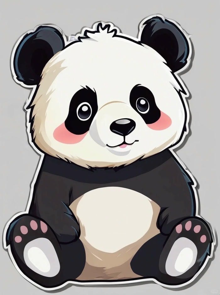 panda hoạt hình phong cách sticker