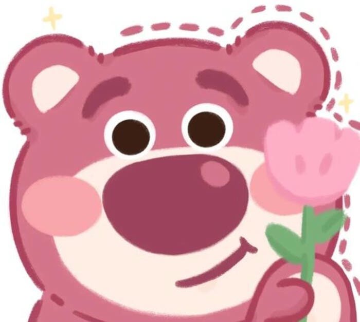 sticker gấu dâu phong cách pastel