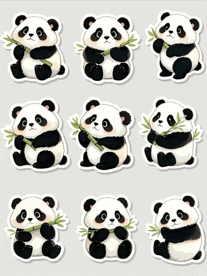 sticker gấu trúc biểu cảm dễ thương