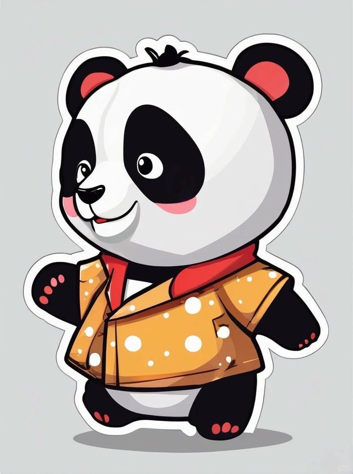 sticker gấu trúc phong cách kawaii