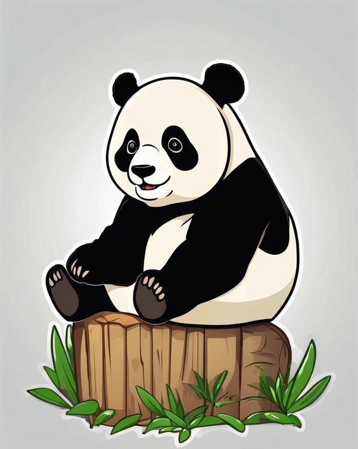 sticker panda phong cách hoạt hình