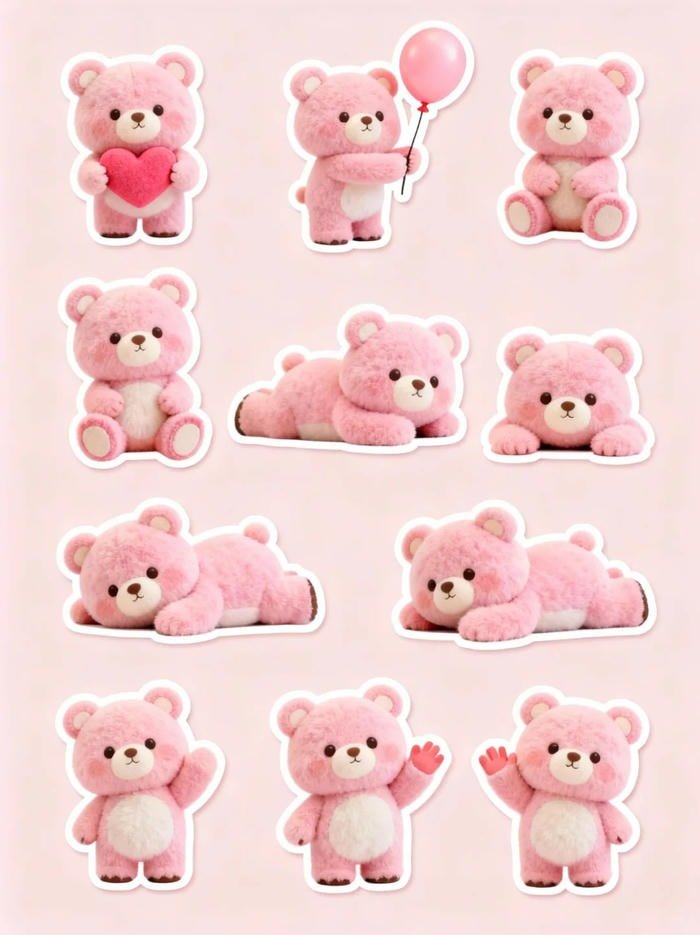 Trọn bộ 99+ Sticker Màu Hồng Hoạt Hình Phong Cách Đáng Yêu sticker tông hồng dễ thương đáng yêu