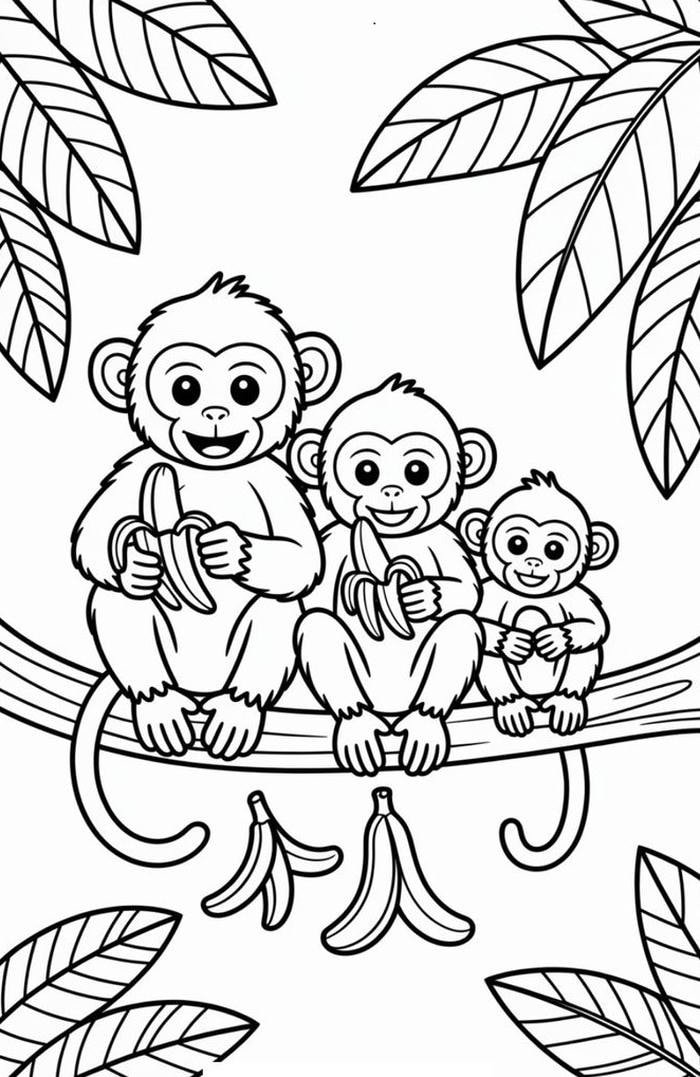 tô màu con khỉ chủ đề động vật rừng