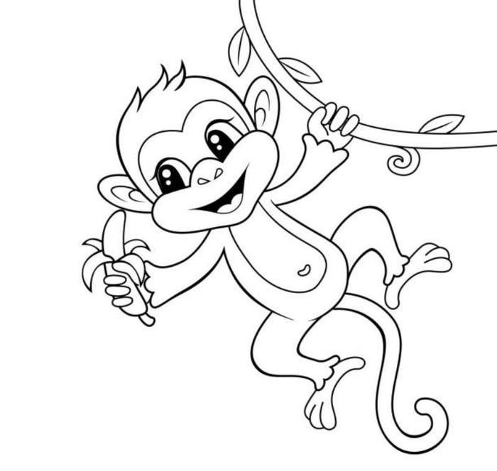 tranh tô màu con khỉ cho bé lớp mầm non
