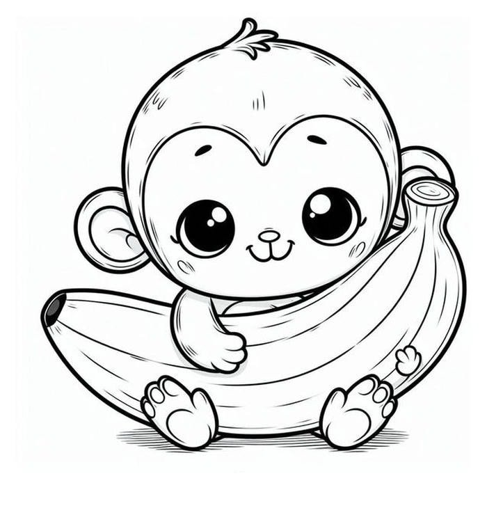 tranh tô màu con khỉ dễ thương dùng giờ mỹ thuật