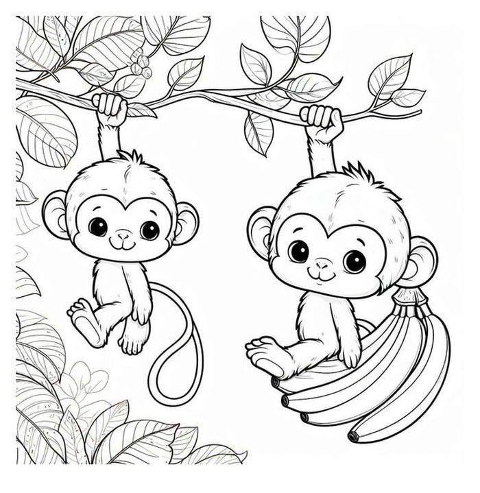 tranh tô màu con khỉ hình dáng ngộ nghĩnh