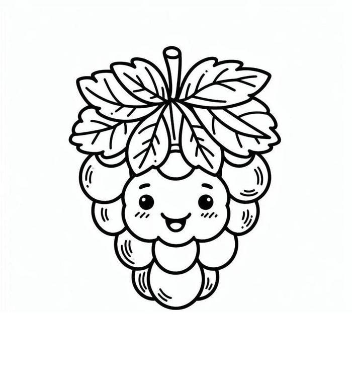 tranh tô màu quả nho hình chùm tròn nhỏ