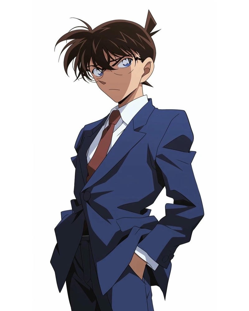 Ảnh Conan phiên bản lớn Shinichi mặc vest xanh lịch lãm điển trai