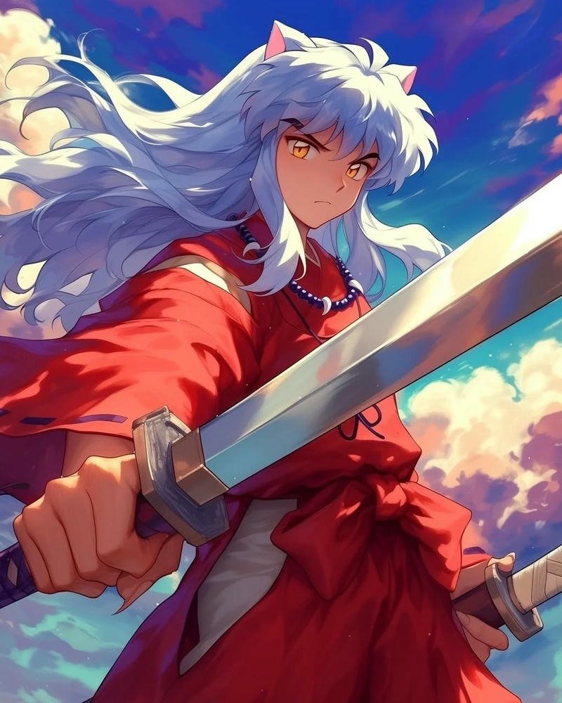 Ảnh Inuyasha cầm kiếm chuẩn bị chiến đấu cực khí chất