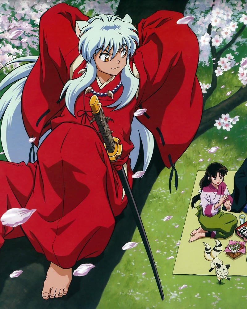 Ảnh Inuyasha ngồi nghỉ ngơi dưới gốc cây cổ thụ lớn