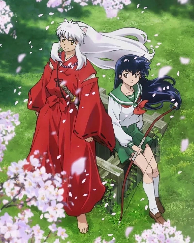 Ảnh Inuyasha và Kagome ngồi dưới tán cây anh đào