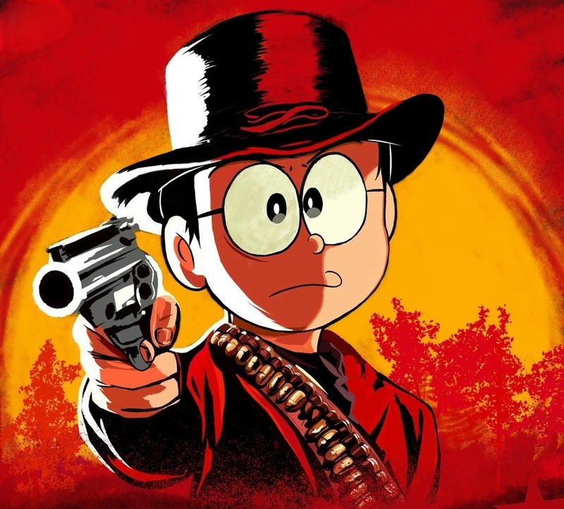 Ảnh Nobita hóa thân cao bồi miền tây cực ngầu